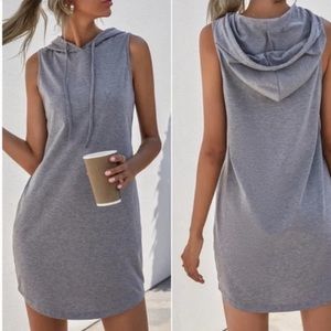 Casual sleeveless hoodie dress